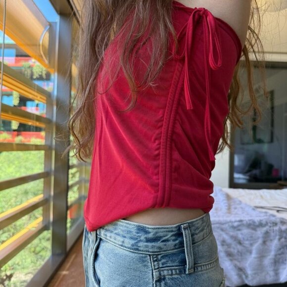 Edikted Strapless Red Top - Picture 1 of 5
